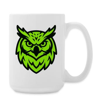 Logo de la mascotte de la chouette verte - Grande tasse 440 ml - blanc - Droite