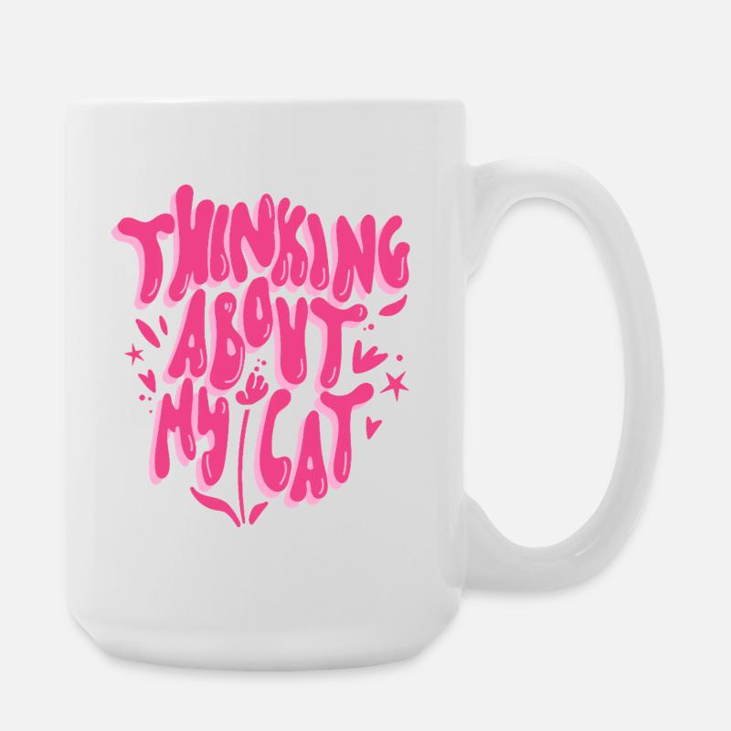 Penser à mon chat – L’amour des chats - Grande tasse 440 ml - blanc