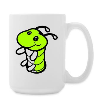 Caterpillar Bottom Hole Cute Smiles Friendly Happy - Large Mug 440 ml - white - Right