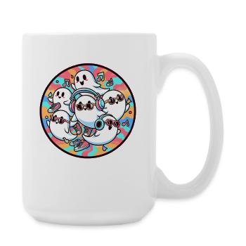 Halloween Party Ghosts Funny Colorful Music - Large Mug 440 ml - white - Right
