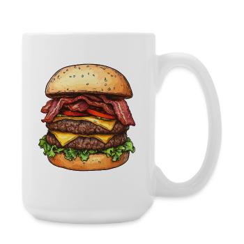 Double Bacon Cheeseburger :) - Large Mug 440 ml - white - Right