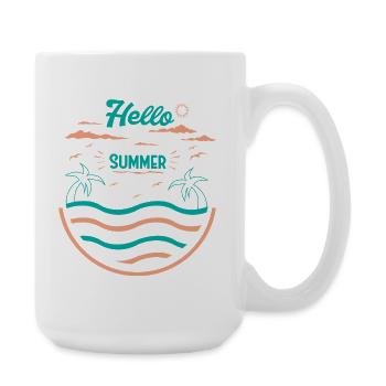 Sommerliches Palmen Strand Design - Große Tasse 440 ml - Weiß - Rechts