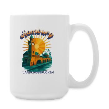 T-shirt Michel de Hambourg – Église Saint-Michel rétro - Grande tasse 440 ml - blanc - Droite