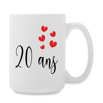 20. 20e ANNIVERSAIRE. ANNIVERSAIRE 20 ANS. 20 ANS. - Grande tasse 440 ml - blanc - Droite