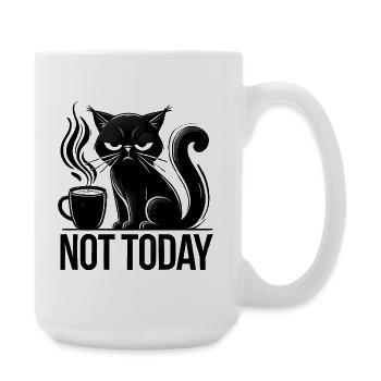 Annyoed Cat with Coffee, Love Cats  - Large Mug 440 ml - white - Right