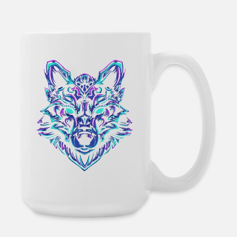 NeonWolf - Large Mug 440 ml - white