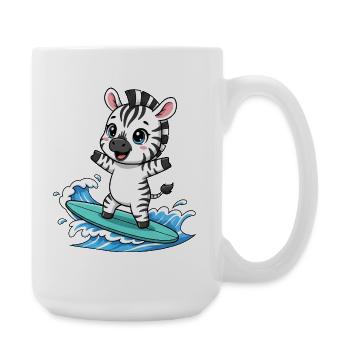 Cute Zebra Surfer Cartoon Surfing Summer - Large Mug 440 ml - white - Right