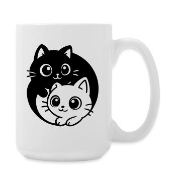 Ying Yang Kawaii Chats Icône - Grande tasse 440 ml - blanc - Droite