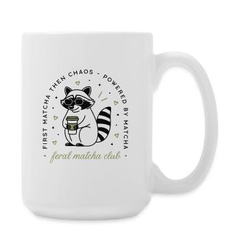 Waschbär mit Matcha-Tee Humor Kawaii Ästhetik - Große Tasse 440 ml - Weiß - Rechts