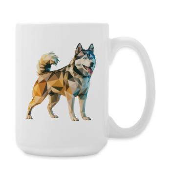 Siberian Husky - Cool Low Poly  Logo - Large Mug 440 ml - white - Right