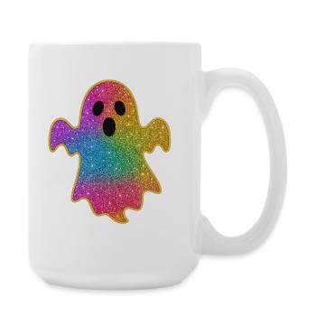 Halloween-Regenbogen Glitzer Geist - Große Tasse 440 ml - Weiß - Rechts