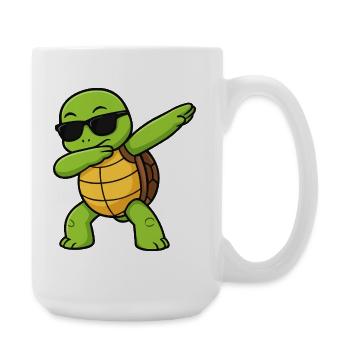 Dab Turtle with sunglasses - Large Mug 440 ml - white - Right