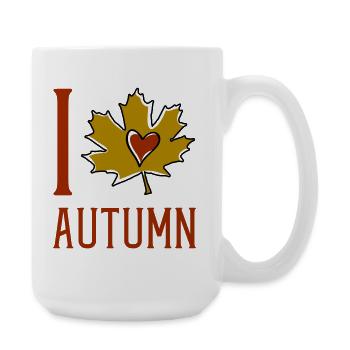 Autumn Leaf Heart Motif - Large Mug 440 ml - white - Right