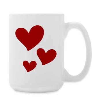 Red Hearts Trio Print - Large Mug 440 ml - white - Right