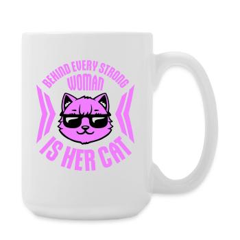 Derrière chaque femme forte se trouve son chat Spruch Katze - Grande tasse 440 ml - blanc - Droite