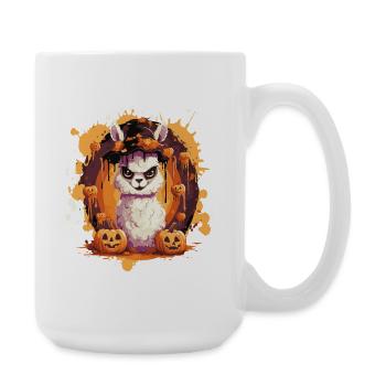 Lama d’Halloween en éclaboussures de citrouille - Grande tasse 440 ml - blanc - Droite