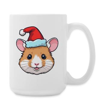 Christmas hamster with Santa hat - Large Mug 440 ml - white - Right