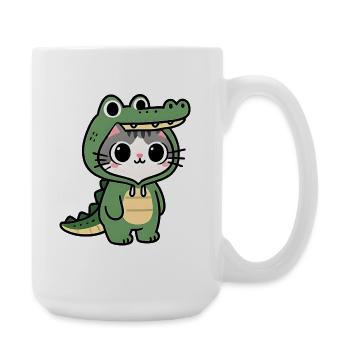 Chat crocodile Kawaii - Grande tasse 440 ml - blanc - Droite