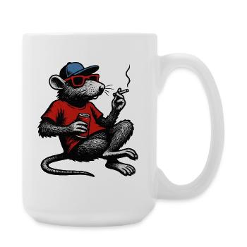 Rat with sunglasses smoking - Large Mug 440 ml - white - Right