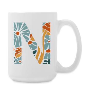 Groovy Letter n Flowers Geschenkidee - Große Tasse 440 ml - Weiß - Rechts