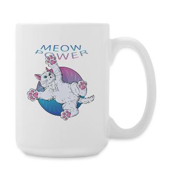 Meow Power Cat With Neon Text - Large Mug 440 ml - white - Right