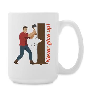 Never give up: Lumberjacks in action - Large Mug 440 ml - white - Right