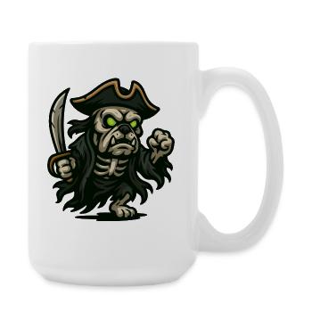 Undead Bulldog Pirate Skeleton Glow Cartoon Art - Large Mug 440 ml - white - Right