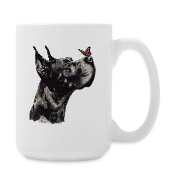 Great Dane with Red Butterfly - Large Mug 440 ml - white - Right