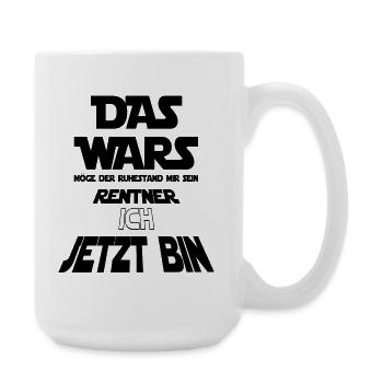 Rentner T-Shirt Lustig – Ruhestand Geschenk – Humo - Große Tasse 440 ml - Weiß - Rechts