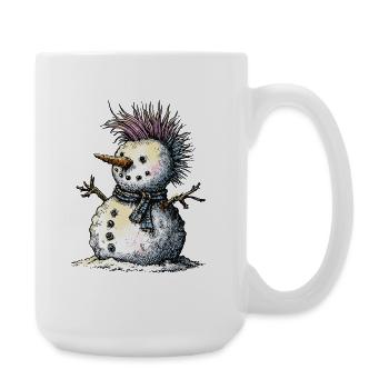 Humour hivernal punk de bonhomme de neige - Grande tasse 440 ml - blanc - Droite