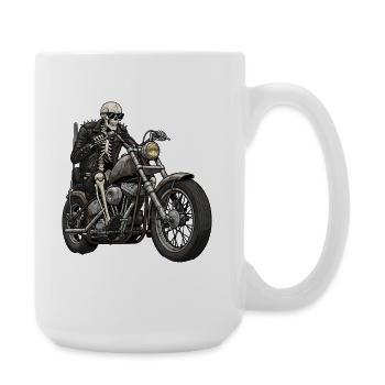 Skeleton Biker on Chopper Motorcycle Retro - Large Mug 440 ml - white - Right