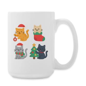 Weihnachtskatzen: Bunte Katzen-Ausgaben - Große Tasse 440 ml - Weiß - Rechts