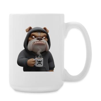 Grimmige Bulldogge Kaffee Cartoon lustiger Hund - Große Tasse 440 ml - Weiß - Rechts