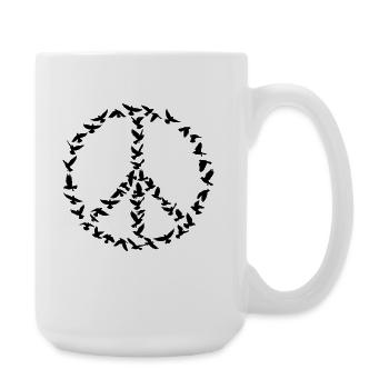 Peace Symbol of Doves Silhouette Peace Sign - Large Mug 440 ml - white - Right