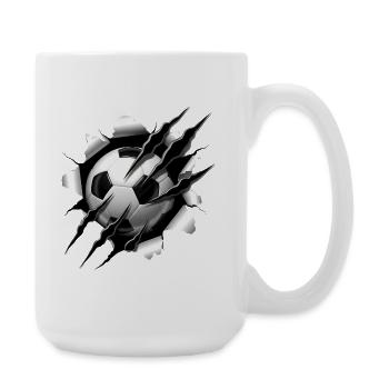 Cool football motif with claw marks fan sport - Large Mug 440 ml - white - Right