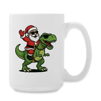 Weihnachts T Rex mit Santa Swag - Große Tasse 440 ml - Weiß - Rechts