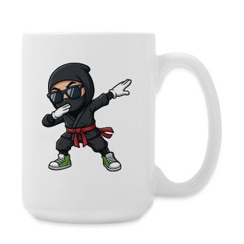 Funny Dabbing Ninja Cartoon - Large Mug 440 ml - white - Right