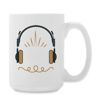 Mama & Musik – Retro Kopfhörer Design für Music - Große Tasse 440 ml - Weiß - Rechts