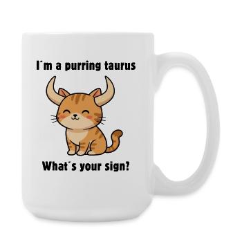 Cute Taurus Cat – Strong Zodiac Sign Motif - Large Mug 440 ml - white - Right