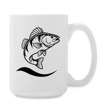 Jumping Perch Angler Action - Large Mug 440 ml - white - Right