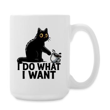 I Do What I Want – Funny Black Cat Coffee Art - Large Mug 440 ml - white - Right