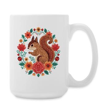 Squirrel in the Flower Circle - Large Mug 440 ml - white - Right
