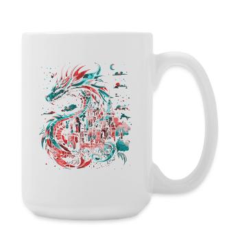 Drache Schloss Fantasie Magie Mythologie Kreatur - Große Tasse 440 ml - Weiß - Rechts