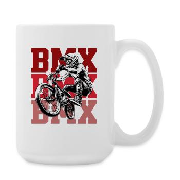 Cycliste de BMX en fond rouge - Grande tasse 440 ml - blanc - Droite