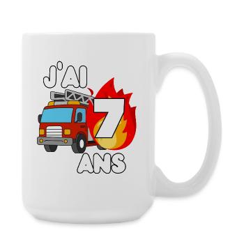 J’ai 7 ans camion de pompier fun - Large Mug 440 ml - white - Right