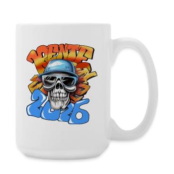 Skull Pensioner 2026 Neon Graffiti Pop Art - Large Mug 440 ml - white - Right