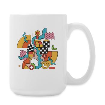 Colorful geometry in abstract style Pop Art 90s - Large Mug 440 ml - white - Right