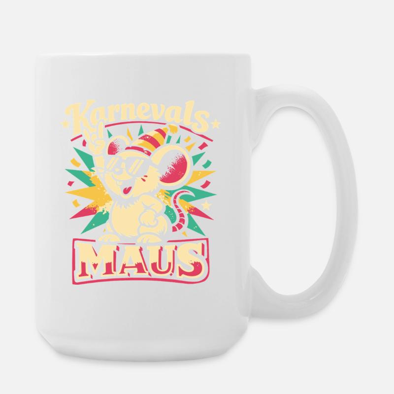 Karnevalsmaus Rock Musik Lustig Geschenk - Große Tasse 440 ml - Weiß