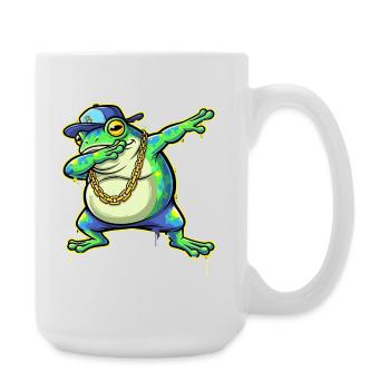 Grüner Street-Frosch mit Goldkette Dabbing - Große Tasse 440 ml - Weiß - Rechts
