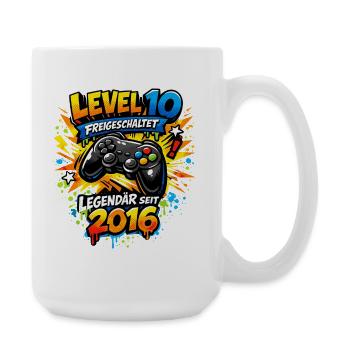 Level 10 Complete 2016 Geburtstag Junge Gamer Gesc - Große Tasse 440 ml - Weiß - Rechts